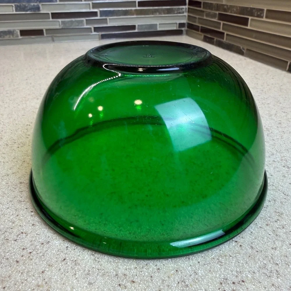 VTG Anchor Hocking Forest Green Glass Mixing Bowl Vintage Mid Century 6